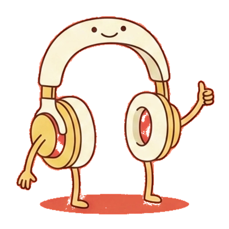 A pair of headphones giving a thumbs up.