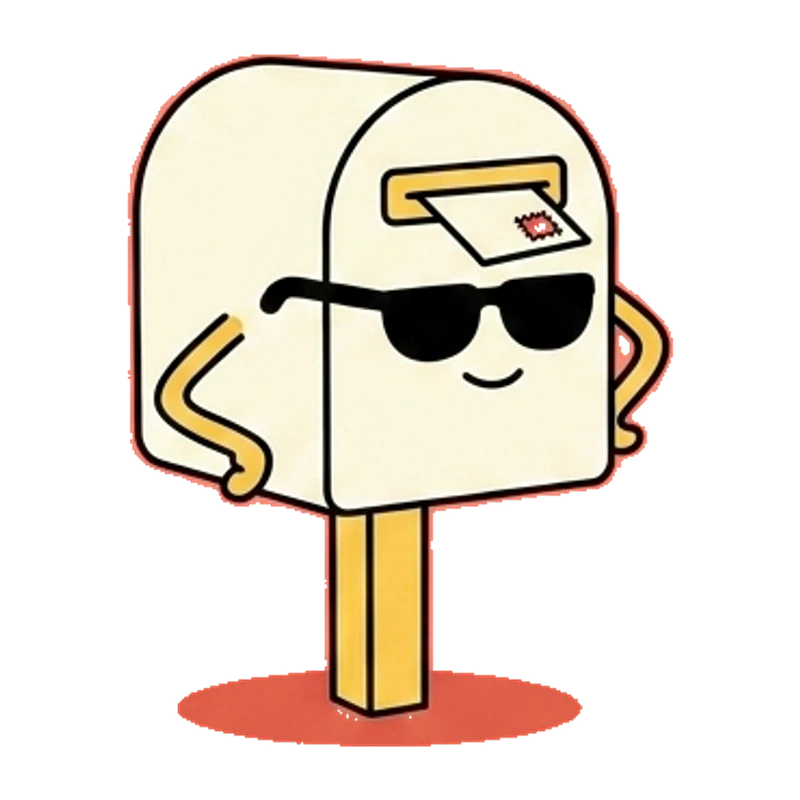 A mailbox wearing sunglasses.